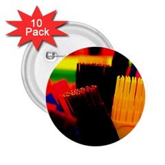 Plastic Brush Color Yellow Red 2.25  Buttons (10 pack) 