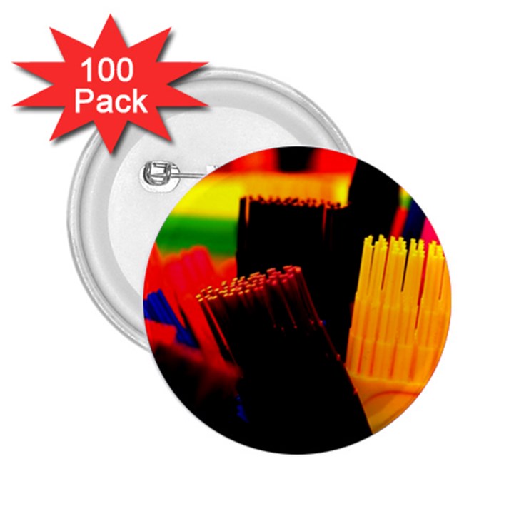 Plastic Brush Color Yellow Red 2.25  Buttons (100 pack) 