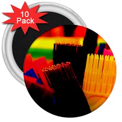 Plastic Brush Color Yellow Red 3  Magnets (10 pack) 