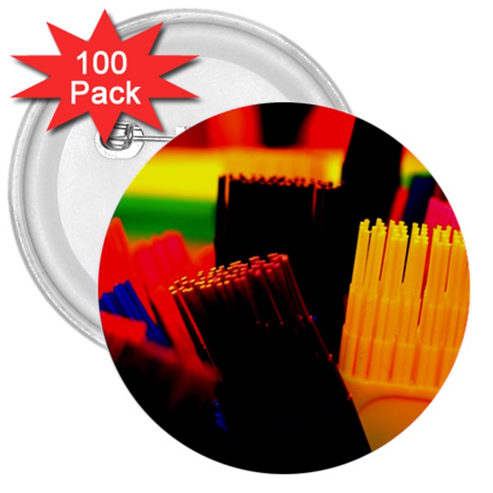 Plastic Brush Color Yellow Red 3  Buttons (100 pack) 