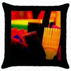 Plastic Brush Color Yellow Red Throw Pillow Case (Black)