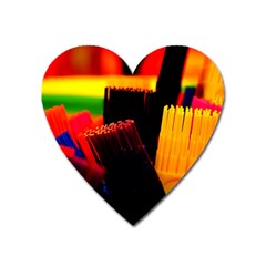 Plastic Brush Color Yellow Red Heart Magnet