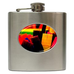 Plastic Brush Color Yellow Red Hip Flask (6 oz)