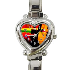 Plastic Brush Color Yellow Red Heart Italian Charm Watch