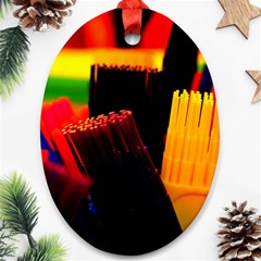 Plastic Brush Color Yellow Red Oval Ornament (two Sides) by Amaryn4rt