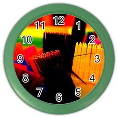 Plastic Brush Color Yellow Red Color Wall Clocks