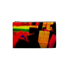 Plastic Brush Color Yellow Red Cosmetic Bag (Small) 