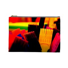 Plastic Brush Color Yellow Red Cosmetic Bag (Large) 