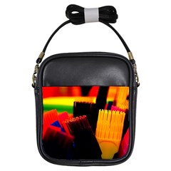 Plastic Brush Color Yellow Red Girls Sling Bags