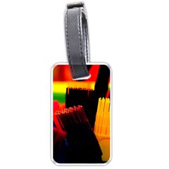 Plastic Brush Color Yellow Red Luggage Tags (One Side) 