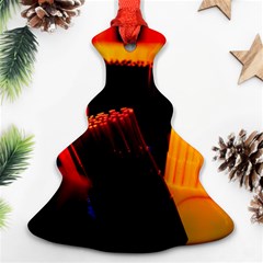 Plastic Brush Color Yellow Red Christmas Tree Ornament (2 Sides)