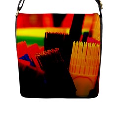 Plastic Brush Color Yellow Red Flap Messenger Bag (L) 