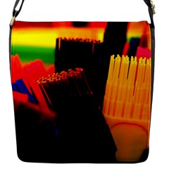 Plastic Brush Color Yellow Red Flap Messenger Bag (S)