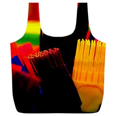 Plastic Brush Color Yellow Red Full Print Recycle Bags (L) 