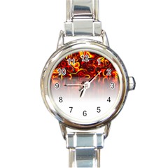 Effect Pattern Brush Red Round Italian Charm Watch by Amaryn4rt