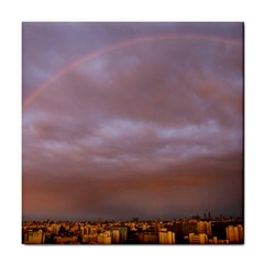 Rain Rainbow Pink Clouds Tile Coasters by Amaryn4rt