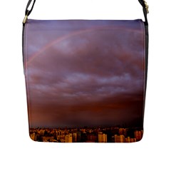 Rain Rainbow Pink Clouds Flap Messenger Bag (l)  by Amaryn4rt