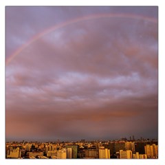 Rain Rainbow Pink Clouds Large Satin Scarf (square) by Amaryn4rt