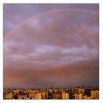 Rain Rainbow Pink Clouds Large Satin Scarf (Square) Front