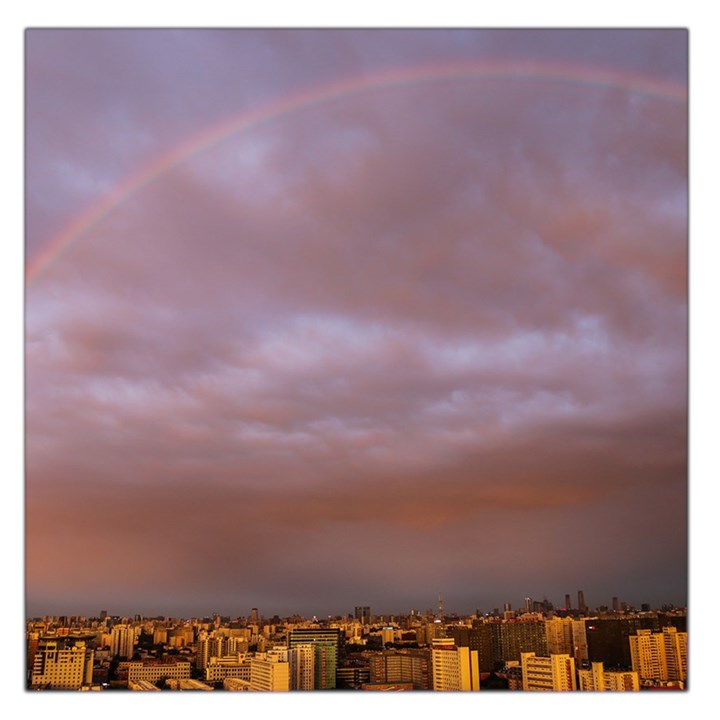 Rain Rainbow Pink Clouds Large Satin Scarf (Square)