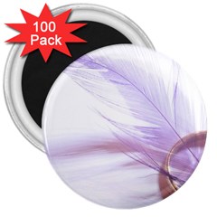 Ring Feather Marriage Pink Gold 3  Magnets (100 Pack)