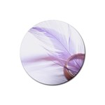 Ring Feather Marriage Pink Gold Rubber Coaster (Round)  Front