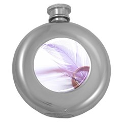 Ring Feather Marriage Pink Gold Round Hip Flask (5 Oz) by Amaryn4rt