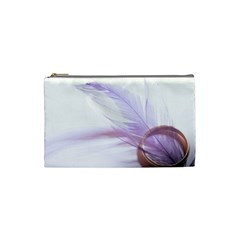 Ring Feather Marriage Pink Gold Cosmetic Bag (small)  by Amaryn4rt