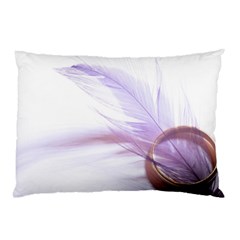 Ring Feather Marriage Pink Gold Pillow Case (two Sides) by Amaryn4rt