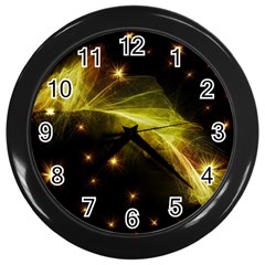 Particles Vibration Line Wave Wall Clocks (black) by Amaryn4rt