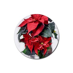 Star Of Bethlehem Star Red Rubber Round Coaster (4 Pack)  by Amaryn4rt