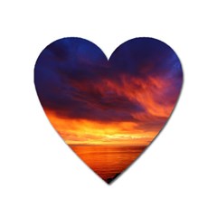 Sunset The Pacific Ocean Evening Heart Magnet by Amaryn4rt