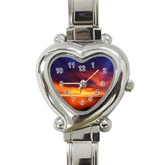 Sunset The Pacific Ocean Evening Heart Italian Charm Watch by Amaryn4rt