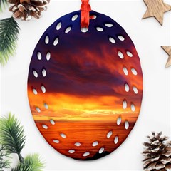 Sunset The Pacific Ocean Evening Ornament (oval Filigree)  by Amaryn4rt