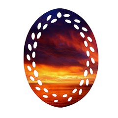 Sunset The Pacific Ocean Evening Oval Filigree Ornament (2-side)  by Amaryn4rt