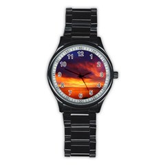 Sunset The Pacific Ocean Evening Stainless Steel Round Watch by Amaryn4rt