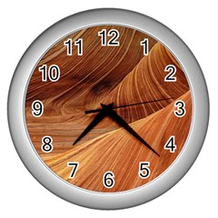 Sandstone The Wave Rock Nature Red Sand Wall Clocks (Silver) 