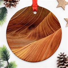 Sandstone The Wave Rock Nature Red Sand Round Ornament (Two Sides) 