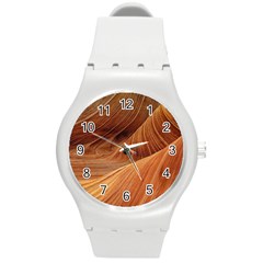 Sandstone The Wave Rock Nature Red Sand Round Plastic Sport Watch (m) by Amaryn4rt