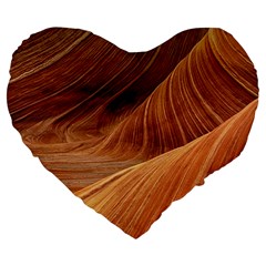 Sandstone The Wave Rock Nature Red Sand Large 19  Premium Flano Heart Shape Cushions