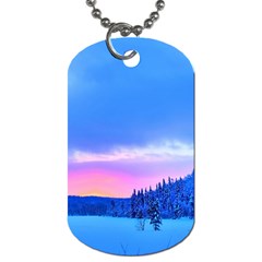 Winter Landscape Snow Forest Trees Dog Tag (one Side) by Amaryn4rt