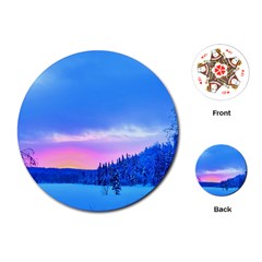 Winter Landscape Snow Forest Trees Playing Cards (round)  by Amaryn4rt