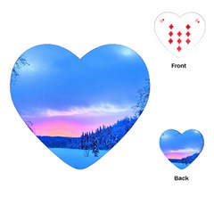 Winter Landscape Snow Forest Trees Playing Cards (heart)  by Amaryn4rt