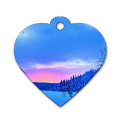 Winter Landscape Snow Forest Trees Dog Tag Heart (one Side) by Amaryn4rt