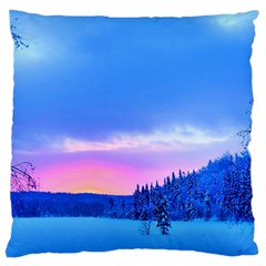 Winter Landscape Snow Forest Trees Large Cushion Case (one Side) by Amaryn4rt