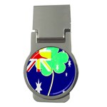 St. Patrick Australia and Ireland Irish Shamrock Australian Country Flag  Money Clips (Round)  Front