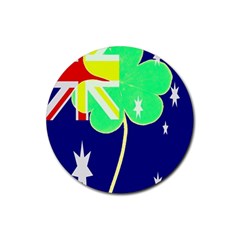 St  Patrick Australia And Ireland Irish Shamrock Australian Country Flag  Rubber Coaster (round)  by yoursparklingshop