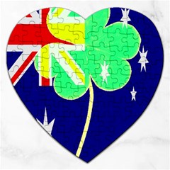 St  Patrick Australia And Ireland Irish Shamrock Australian Country Flag  Jigsaw Puzzle (heart) by yoursparklingshop