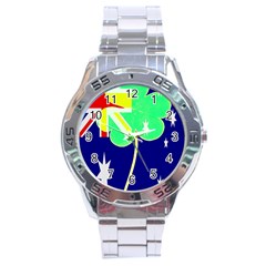 St  Patrick Australia And Ireland Irish Shamrock Australian Country Flag  Stainless Steel Analogue Watch by yoursparklingshop