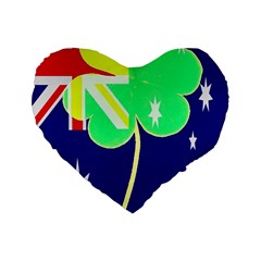 St  Patrick Australia And Ireland Irish Shamrock Australian Country Flag  Standard 16  Premium Heart Shape Cushions by yoursparklingshop